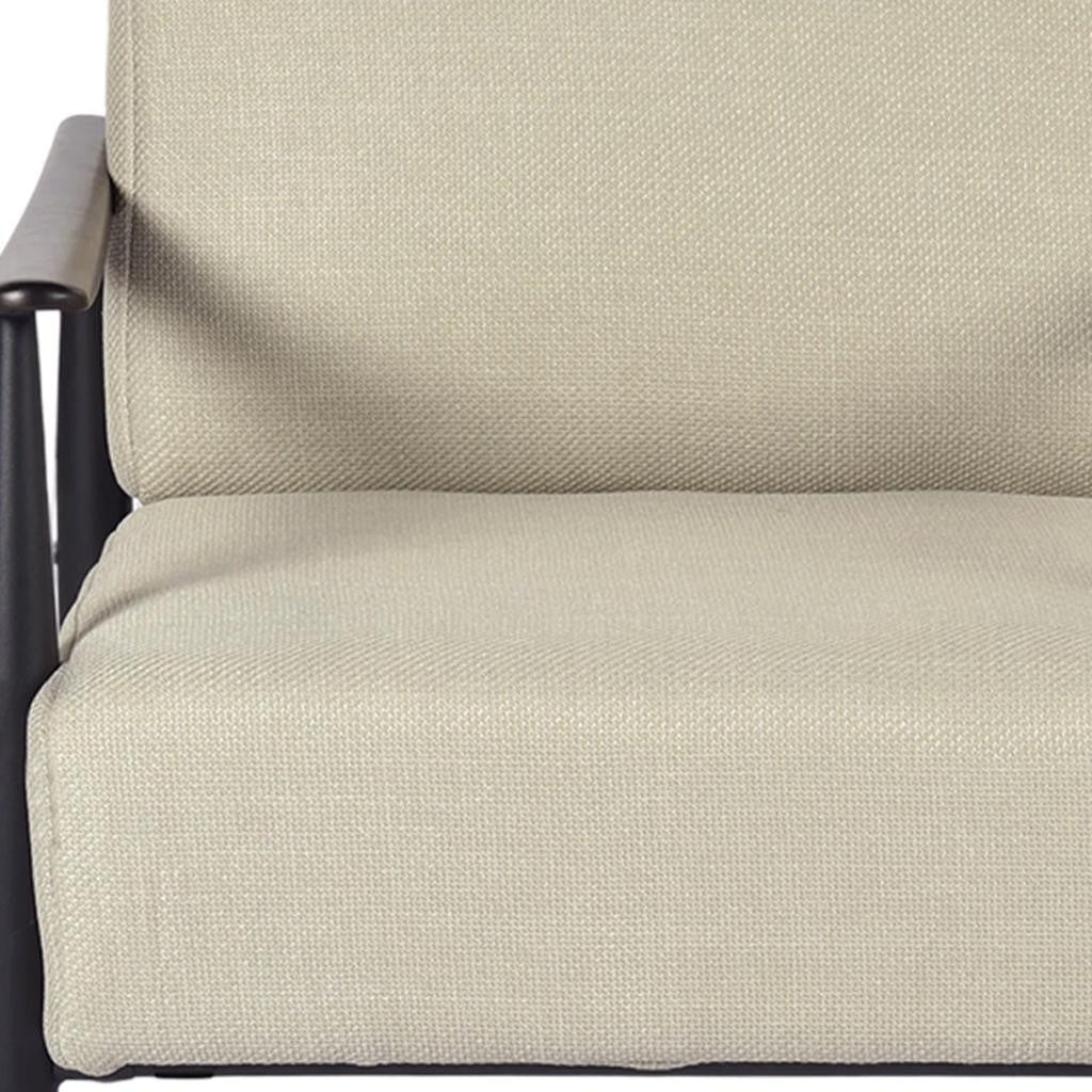 CALABASAS 28" BEIGE AND BLACK UPHOLSTERED CUSHION AND SOLID WOOD ARMCHAIR - Varnish & Vibe