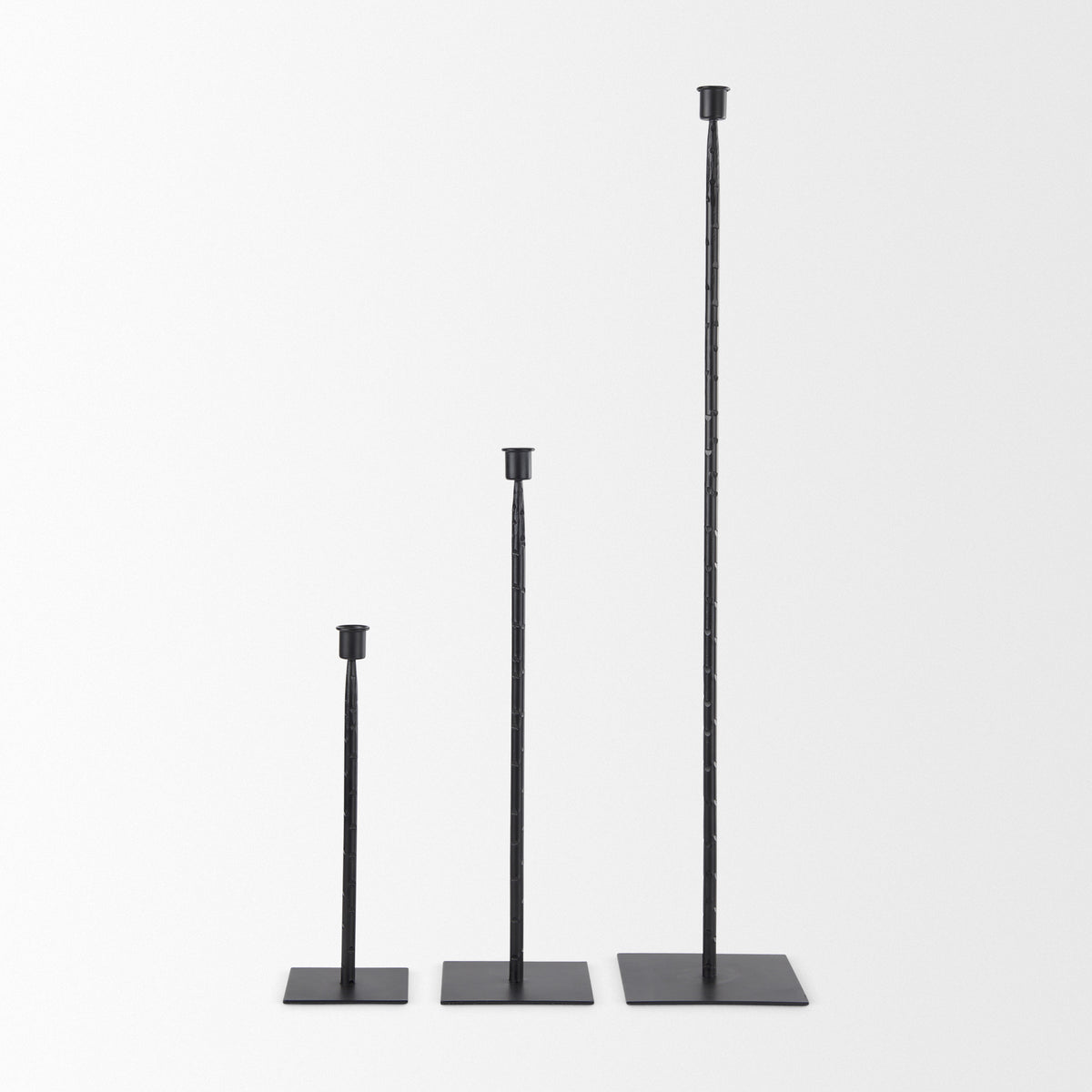 PALISADES 12" BLACK METAL FLOOR TAPER CANDLESTICK - Varnish & Vibe