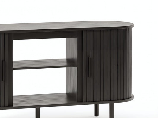 PALISADES 55" BLACK WOOD FIREPLACE TV STAND WITH FIREPLACE - Varnish & Vibe