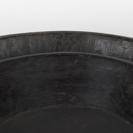 PALISADES SET OF TWO BLACK SOLID WOOD ROUND CENTERPIECE BOWL - Varnish & Vibe