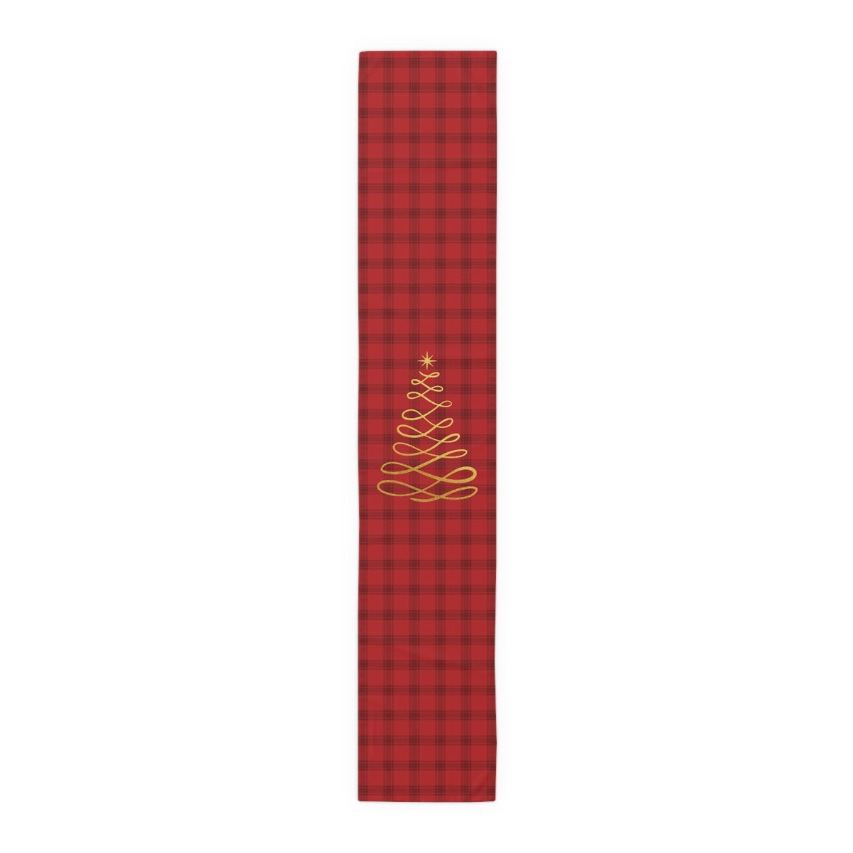 Red Tartan Christmas Tree Table Runner (Cotton, Poly) - Varnish & Vibe