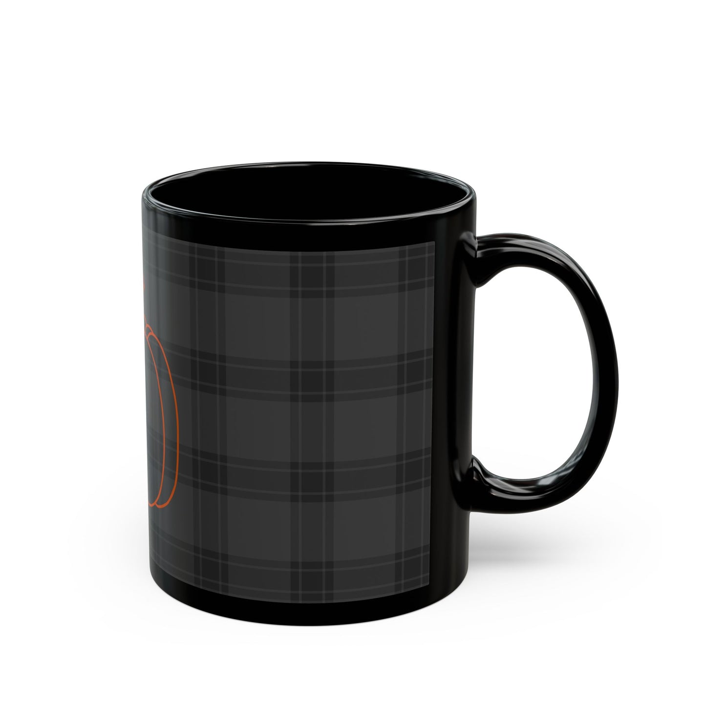 Pumpkin on Plaid Halloween Edition Black Mug