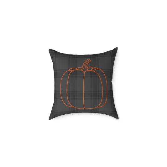 Pumpkin on Plaid Halloween Edition Fall Pillow