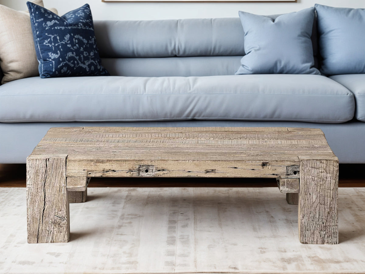 OCEAN 48" NATURAL DISTRESSED WOOD COFFEE TABLE - Varnish & Vibe