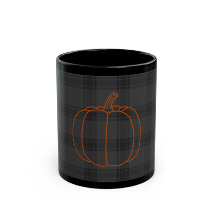 Pumpkin on Plaid Halloween Edition Black Mug