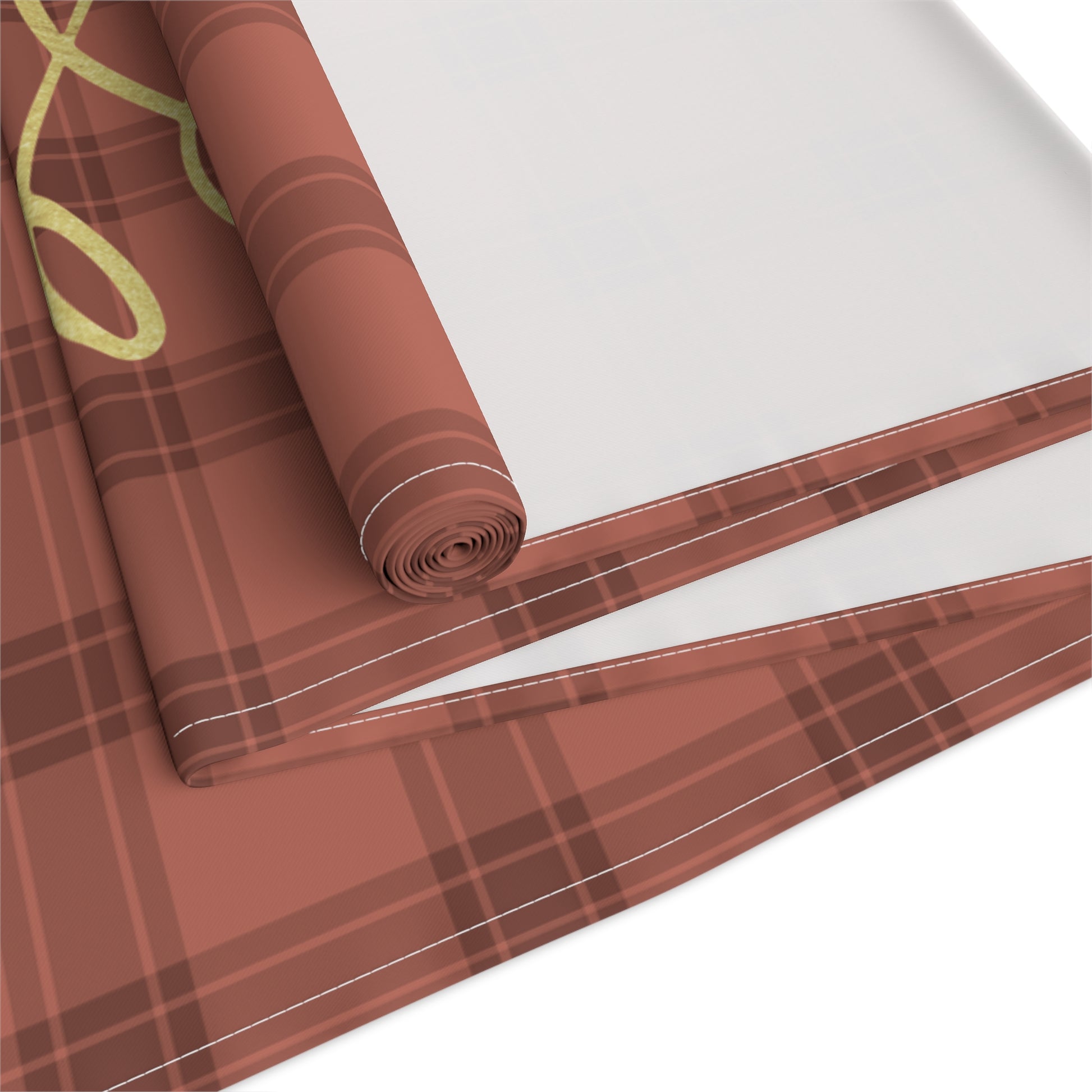 Red Tartan Christmas Tree Table Runner (Cotton, Poly) - Varnish & Vibe