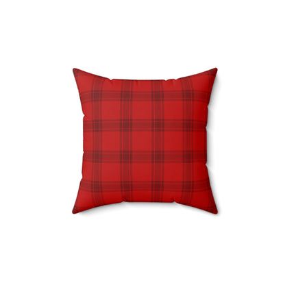 Red Tartan Christmas Tree Faux Suede Square Pillow - Varnish & Vibe