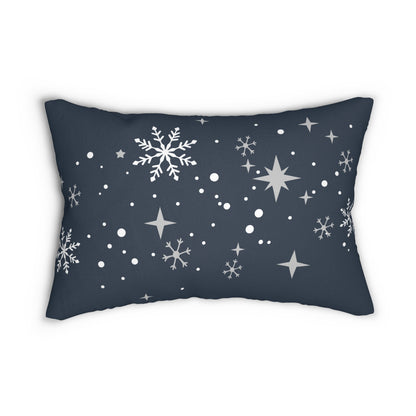 Blue Snowflakes Spun Polyester Lumbar Pillow - Varnish & Vibe