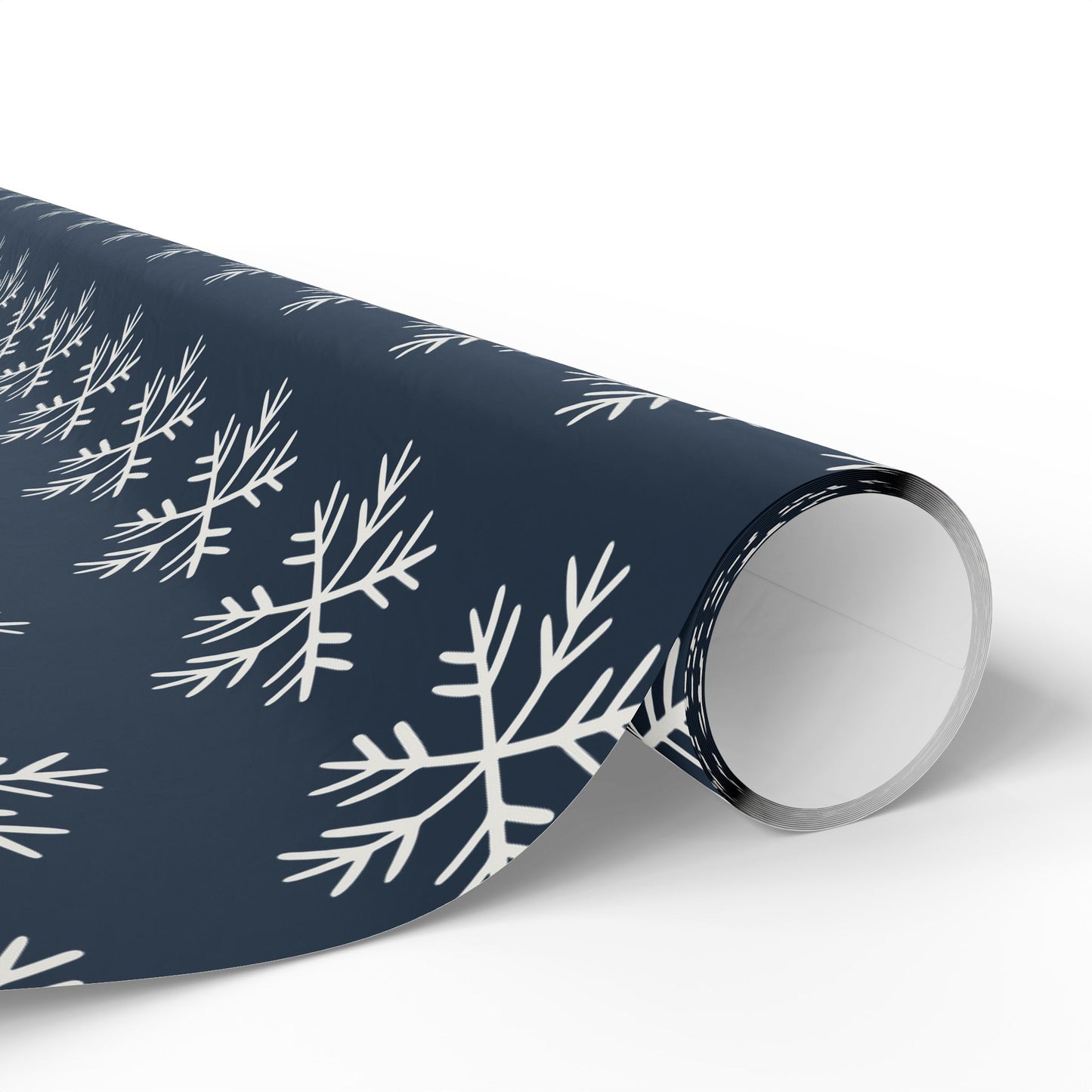 Snowflake Wrapping Paper - Navy Holiday Gift Wrap Roll - Varnish & Vibe