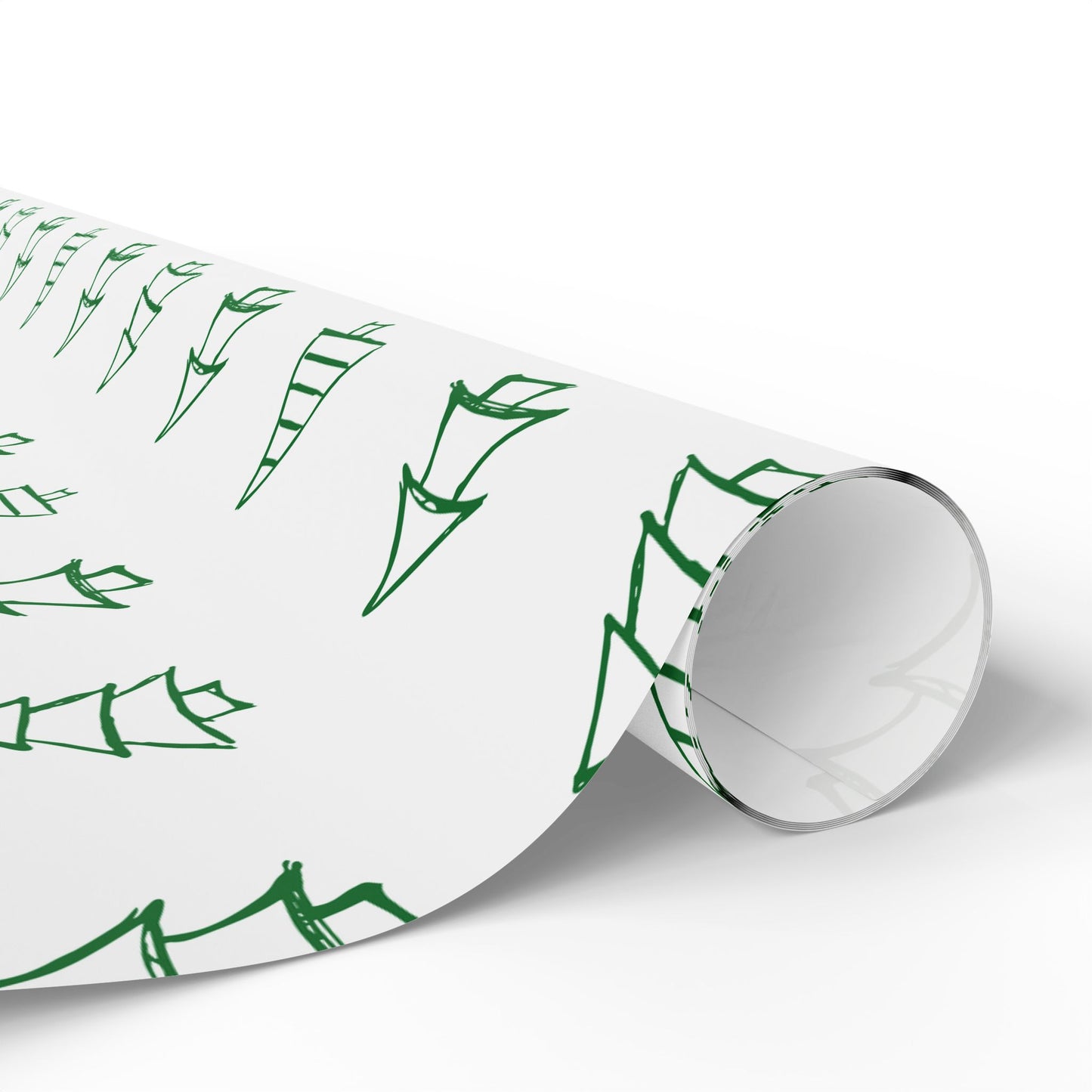 Christmas Tree Pattern Wrapping Paper Roll — Green Sketch Holiday Gift Wrap