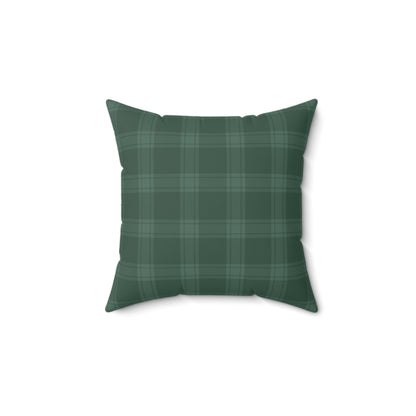 Green Tartan Christmas Tree Faux Suede Square Pillow - Varnish & Vibe