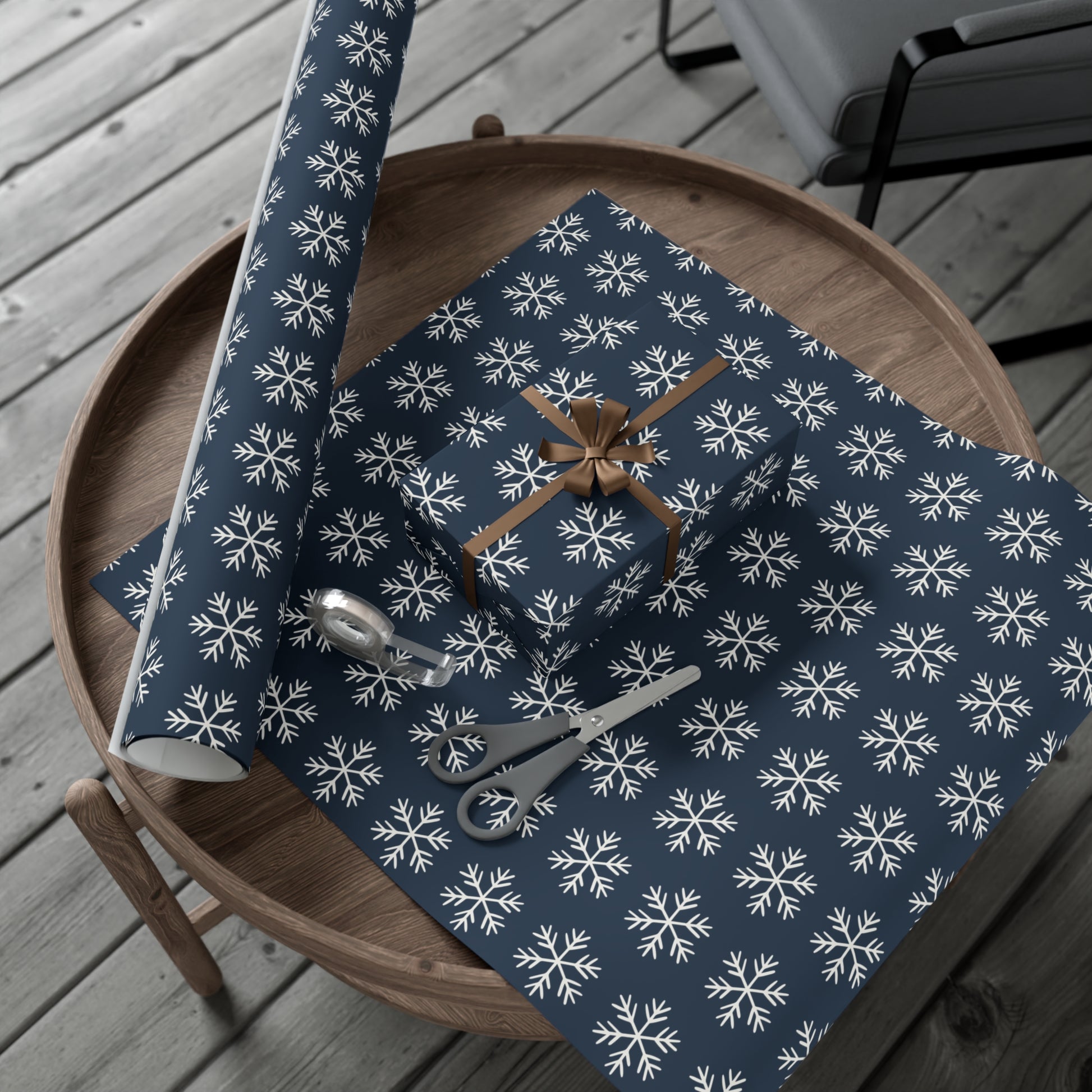 Blue Snowflakes Gift Wrapping Papers - Varnish & Vibe