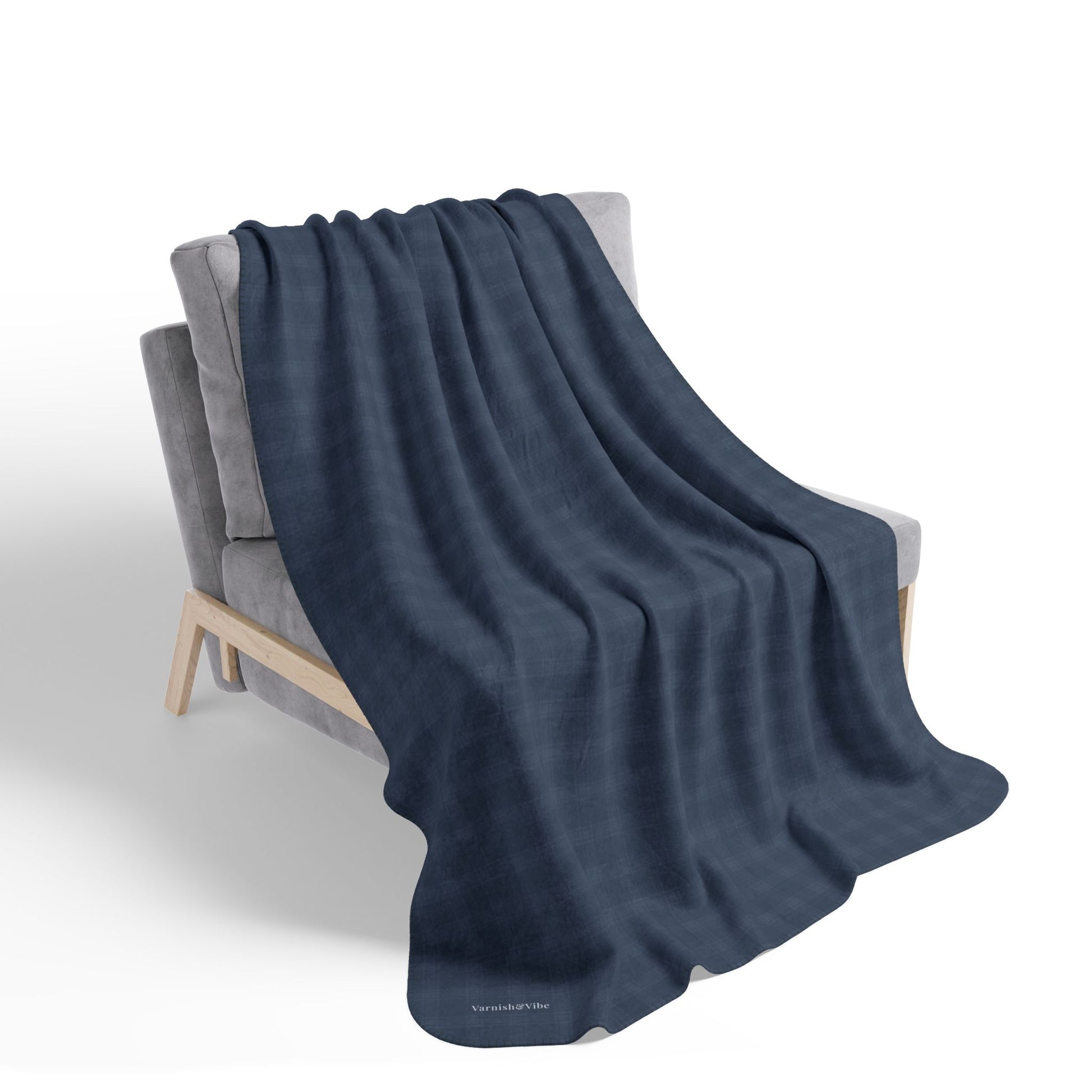 Blue Tartan Fleece Sherpa Blanket - Varnish & Vibe