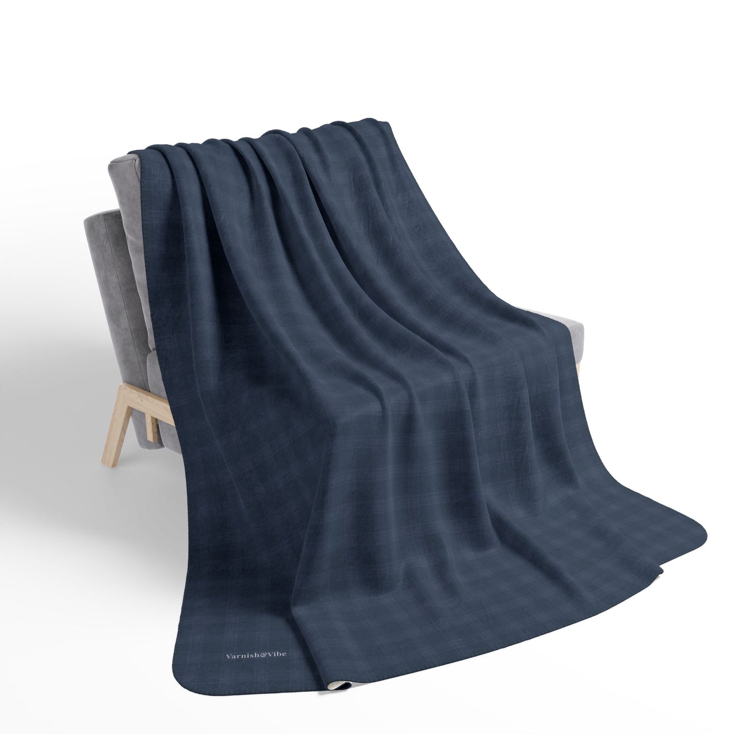 Blue Tartan Fleece Sherpa Blanket - Varnish & Vibe