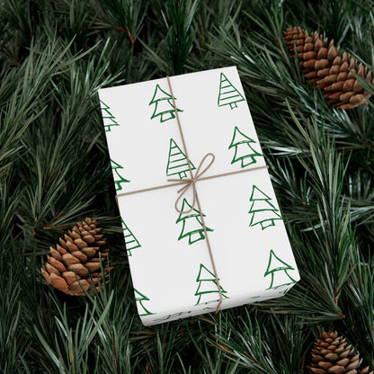 White Green Christmas Trees Gift Wrapping Papers - Varnish & Vibe