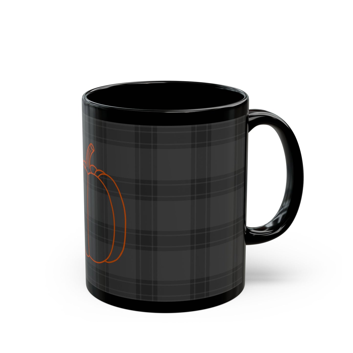 Pumpkin on Plaid Halloween Edition Black Mug