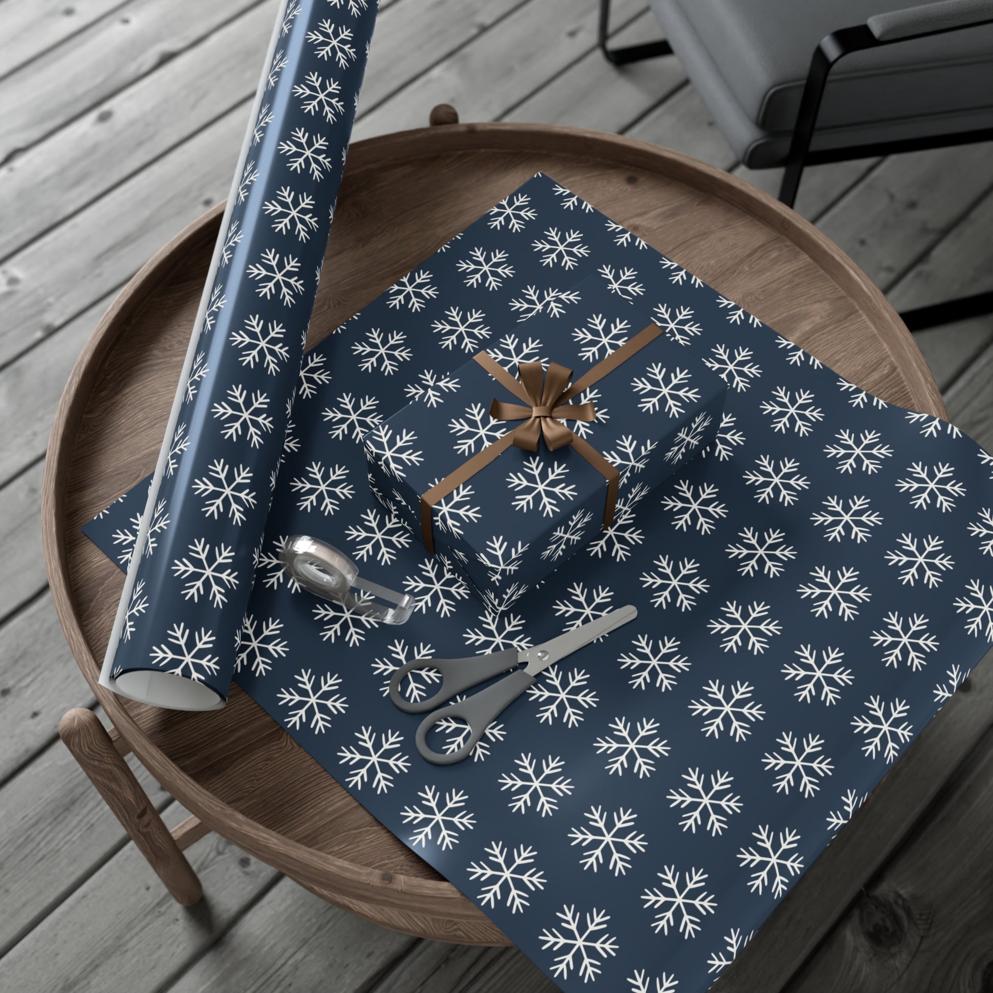 Blue Snowflakes Gift Wrapping Papers - Varnish & Vibe
