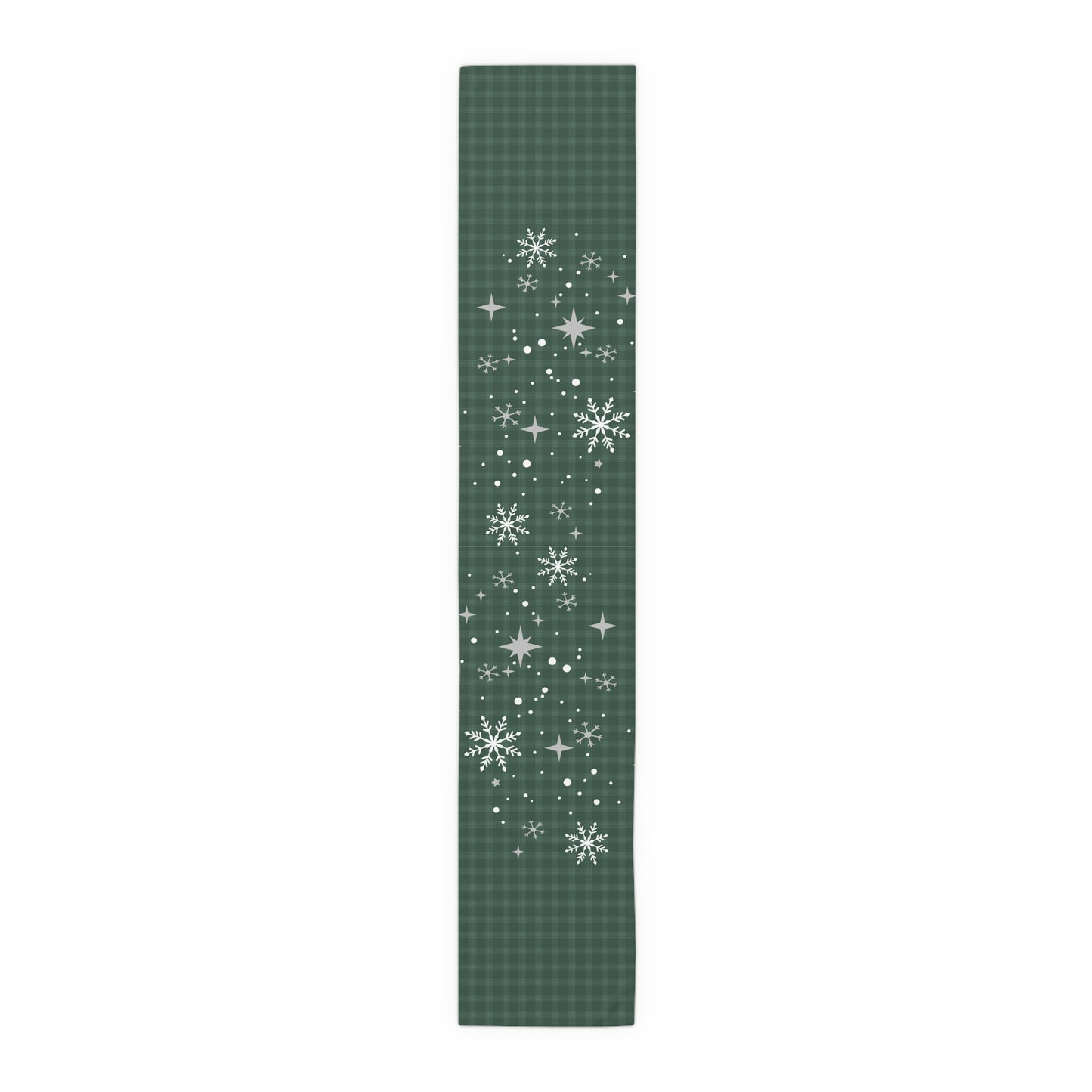 Green Tartan Snowflakes Table Runner (Cotton, Poly) - Varnish & Vibe