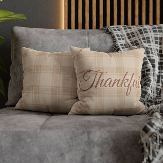 Thanksgiving Thankful Script Classic Plaid Fall Pillowcase