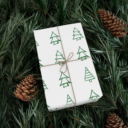 White Green Christmas Trees Gift Wrapping Papers - Varnish & Vibe