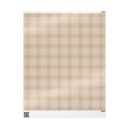 Neutral Plaid Wrapping Paper Roll – Beige Grid Gift Wrap for Weddings & Birthdays - Varnish & Vibe