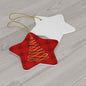 Red Tartan Christmas Tree Ceramic Ornament, 4 Shapes - Varnish & Vibe