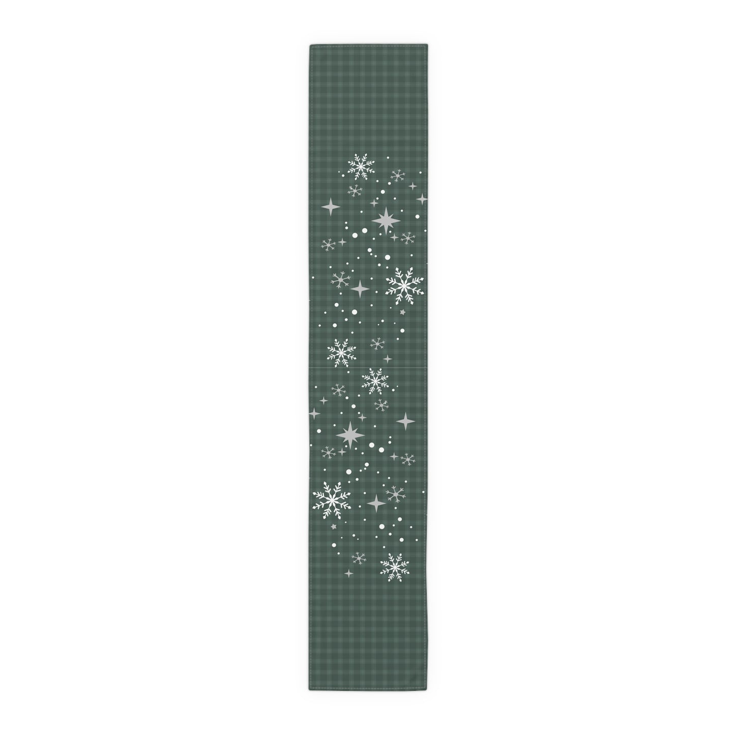 Green Tartan Snowflakes Table Runner (Cotton, Poly) - Varnish & Vibe