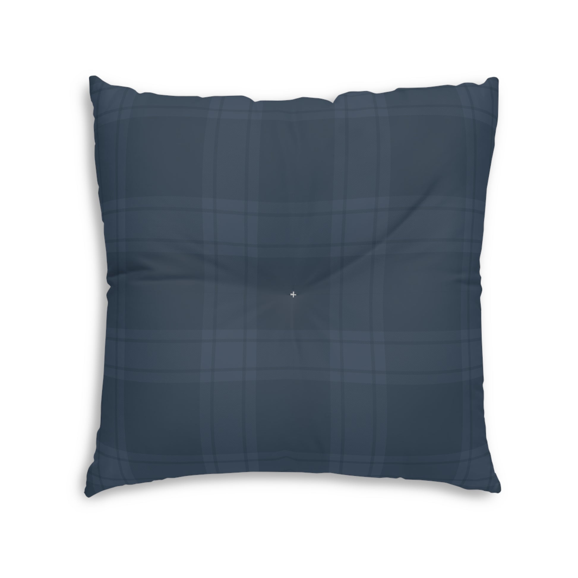 Blue Tartan Snowflakes Tufted Floor Pillow, Square - Varnish & Vibe