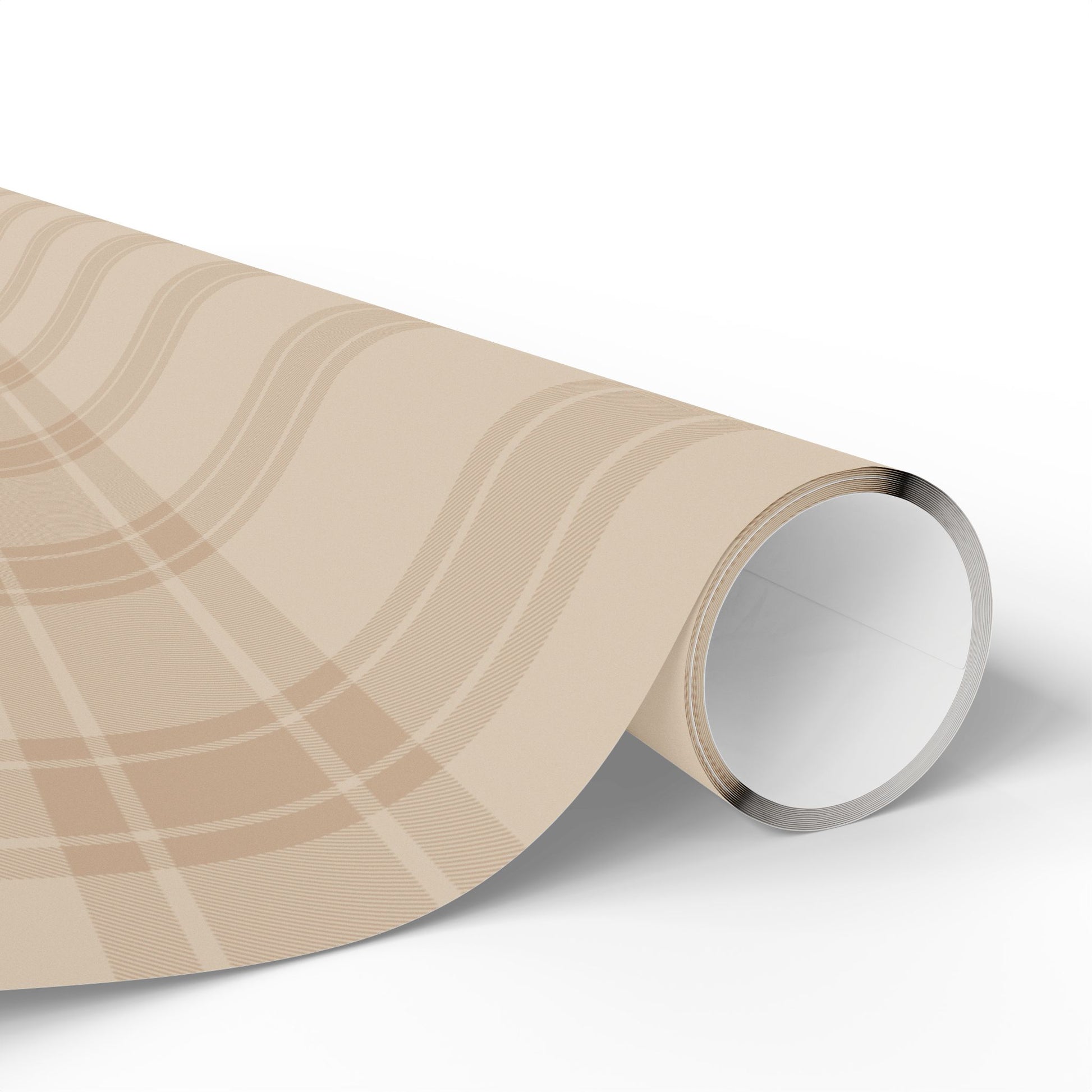 Neutral Plaid Wrapping Paper Roll – Beige Grid Gift Wrap for Weddings & Birthdays - Varnish & Vibe
