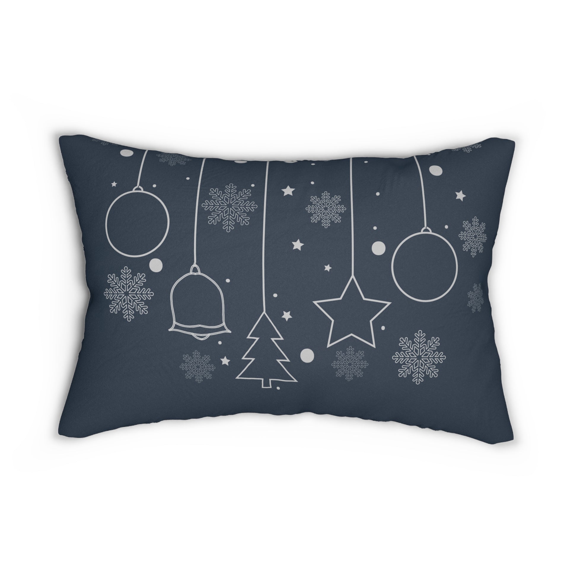 Blue Snowflakes Spun Polyester Lumbar Pillow - Varnish & Vibe