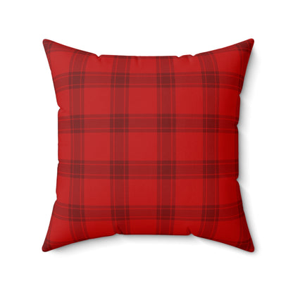 Red Tartan Christmas Tree Faux Suede Square Pillow - Varnish & Vibe