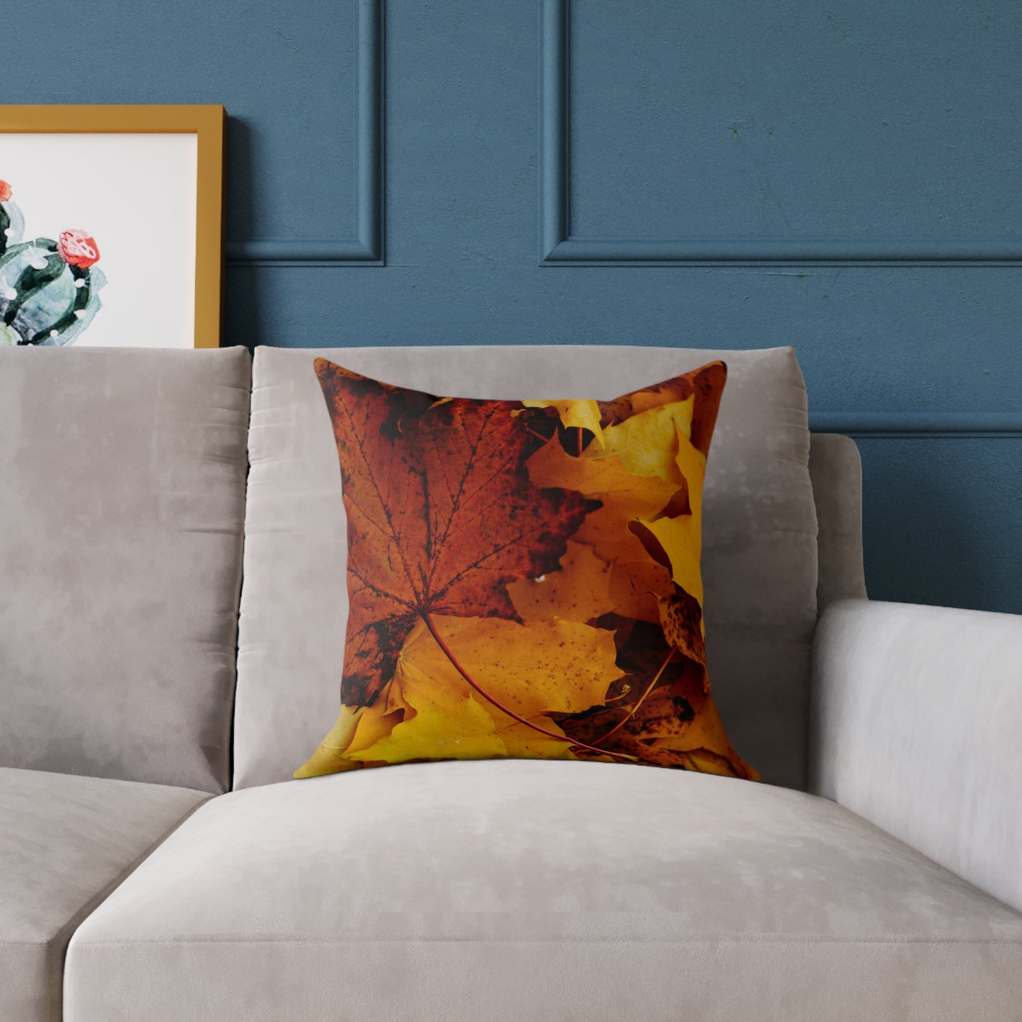 Golden Leaves Foliage And Shaded Brown Fall Decorative Pillow