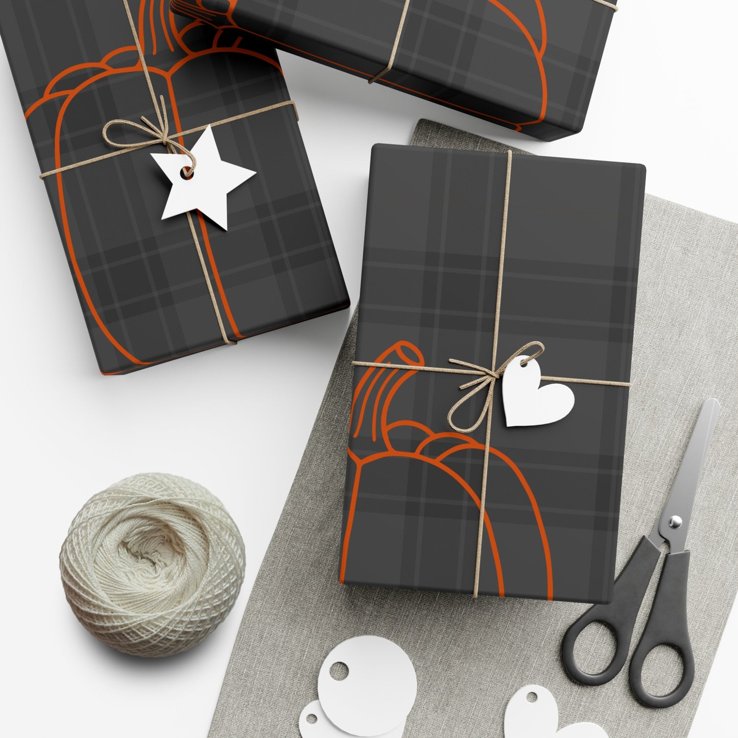Pumpkin on Plaid Halloween Edition Eco-Friendly Gift Wrap Papers