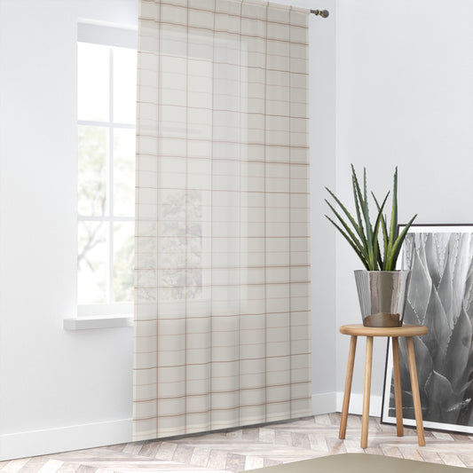 Textured Grid Minimalist Fall Window Curtain