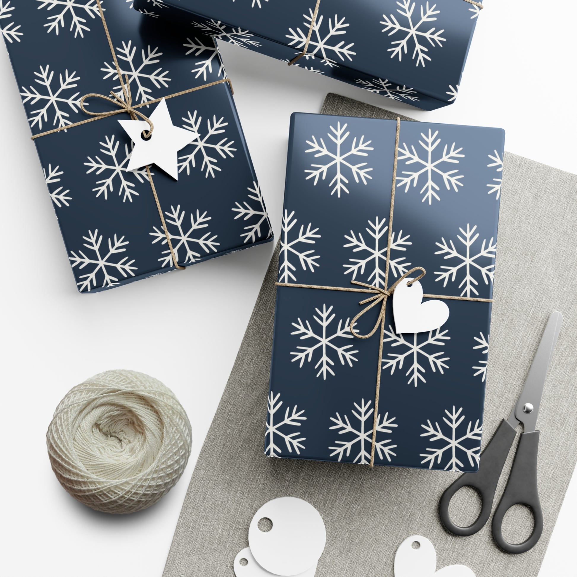 Blue Snowflakes Gift Wrapping Papers - Varnish & Vibe
