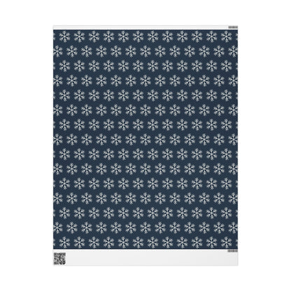 Snowflake Wrapping Paper - Navy Holiday Gift Wrap Roll - Varnish & Vibe