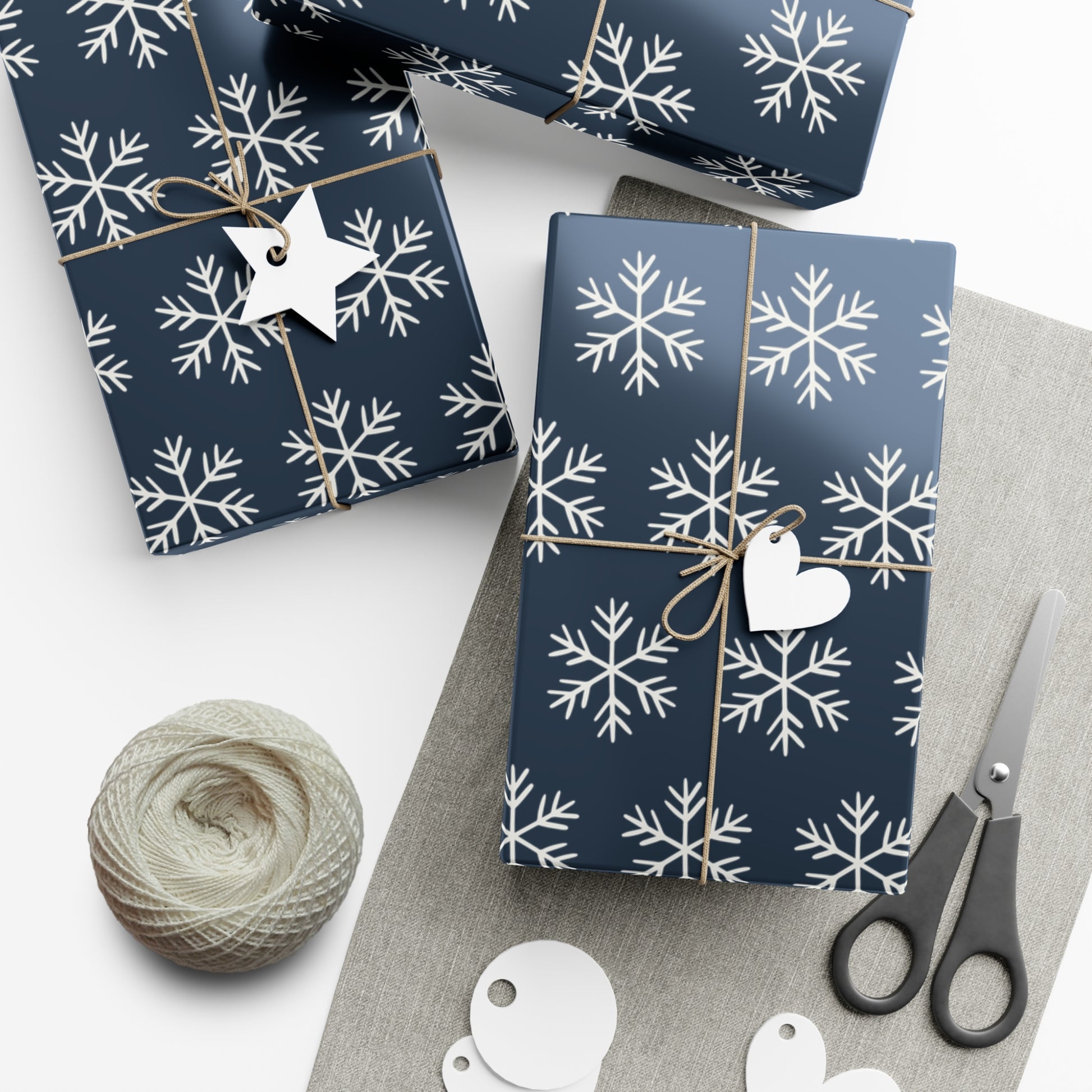 Blue Snowflakes Gift Wrapping Papers - Varnish & Vibe