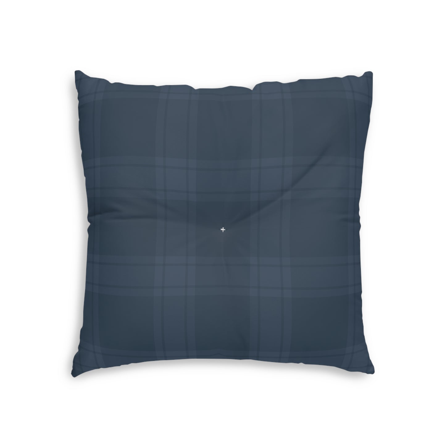 Blue Tartan Snowflakes Tufted Floor Pillow, Square - Varnish & Vibe