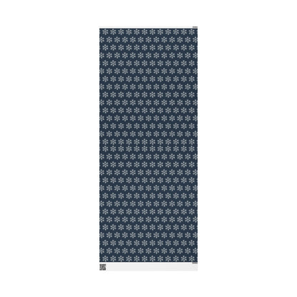 Snowflake Wrapping Paper - Navy Holiday Gift Wrap Roll - Varnish & Vibe