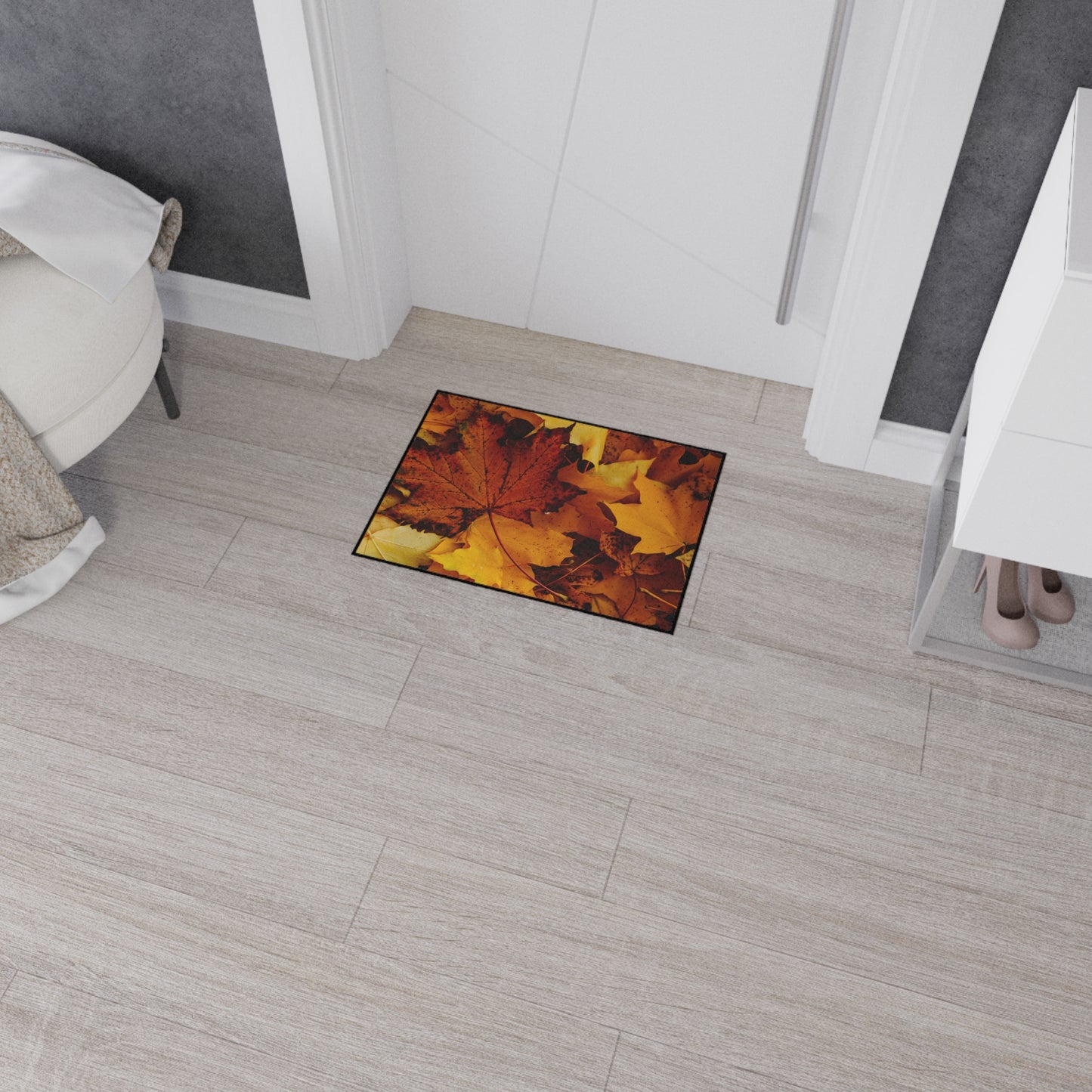 Golden Leaves Textured Fall Foliage Rug