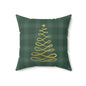 Green Tartan Christmas Tree Faux Suede Square Pillow - Varnish & Vibe