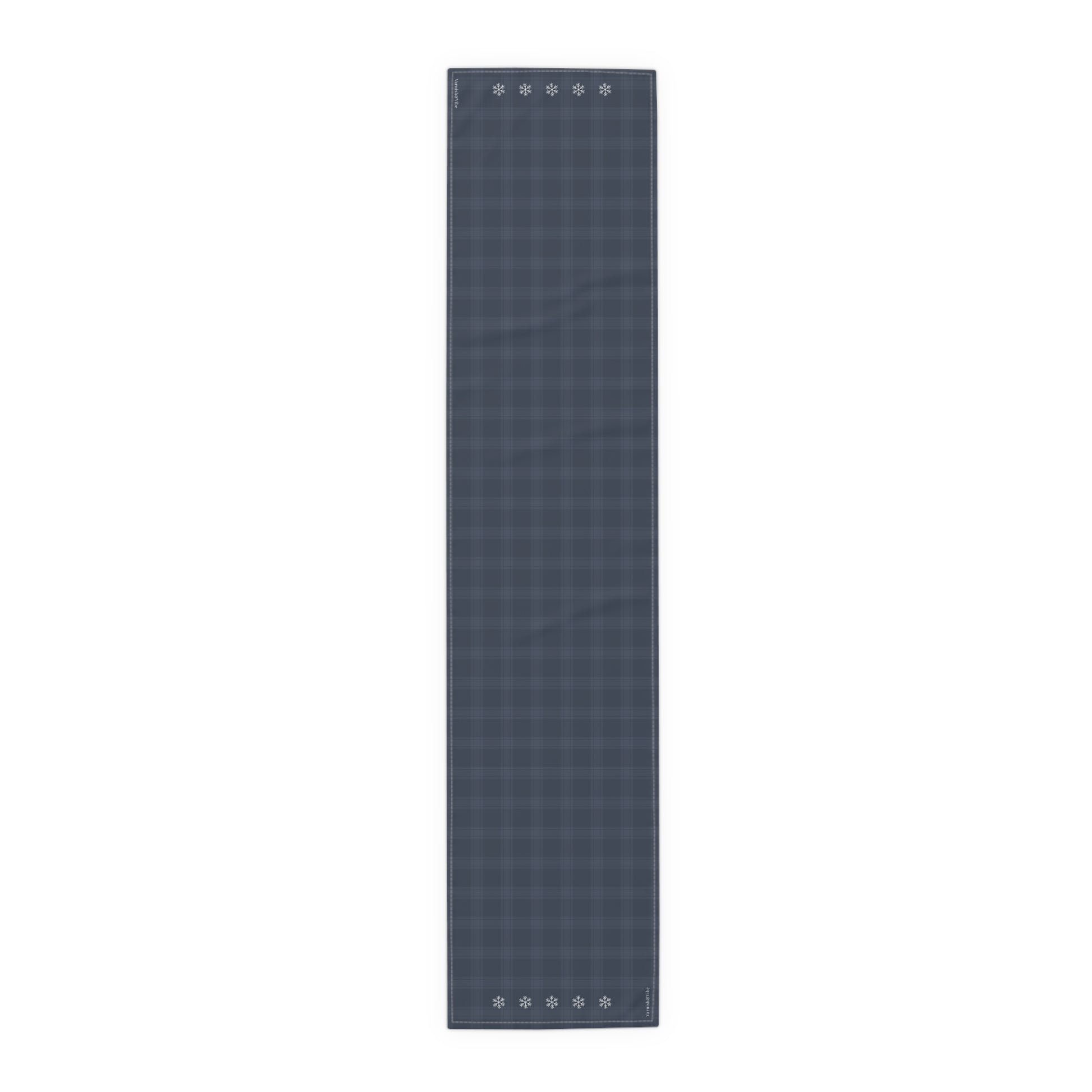 Blue Tartan Snowflakes Table Runner (Cotton, Poly) - Varnish & Vibe
