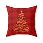 Red Tartan Christmas Tree Faux Suede Square Pillow - Varnish & Vibe