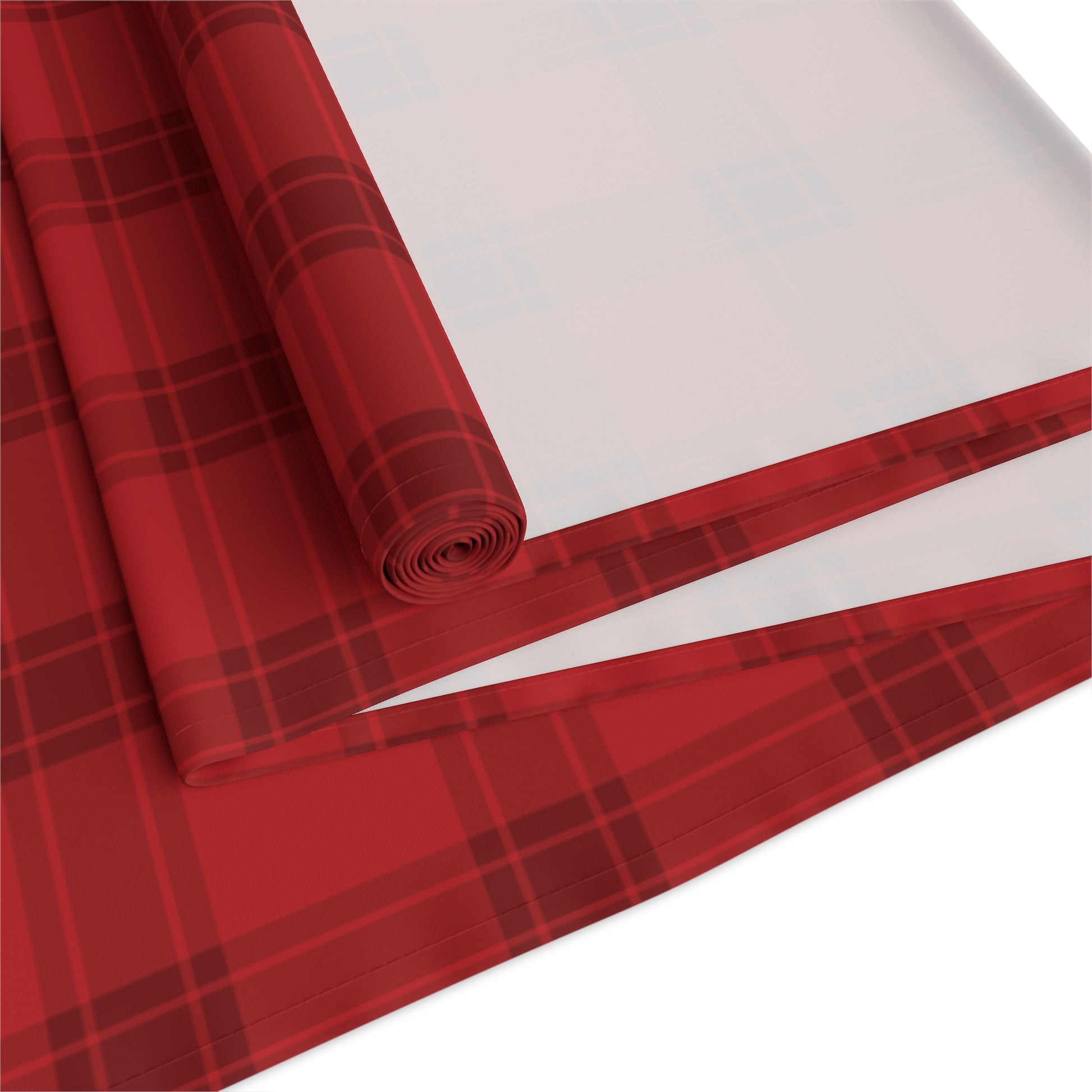 Red Tartan Christmas Tree Table Runner (Cotton, Poly) - Varnish & Vibe