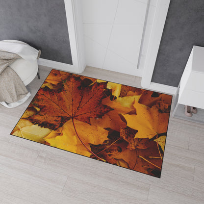 Golden Leaves Textured Fall Foliage Rug