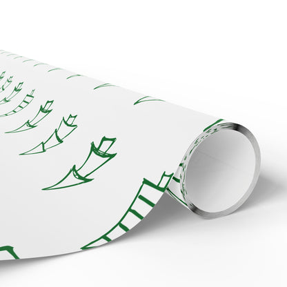 Christmas Tree Pattern Wrapping Paper Roll — Green Sketch Holiday Gift Wrap