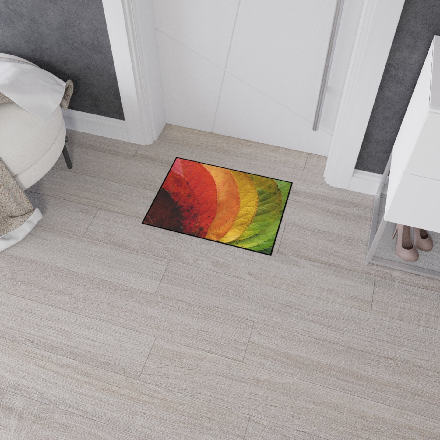Gradient Leaves Autumn Spectrum Fall Rug