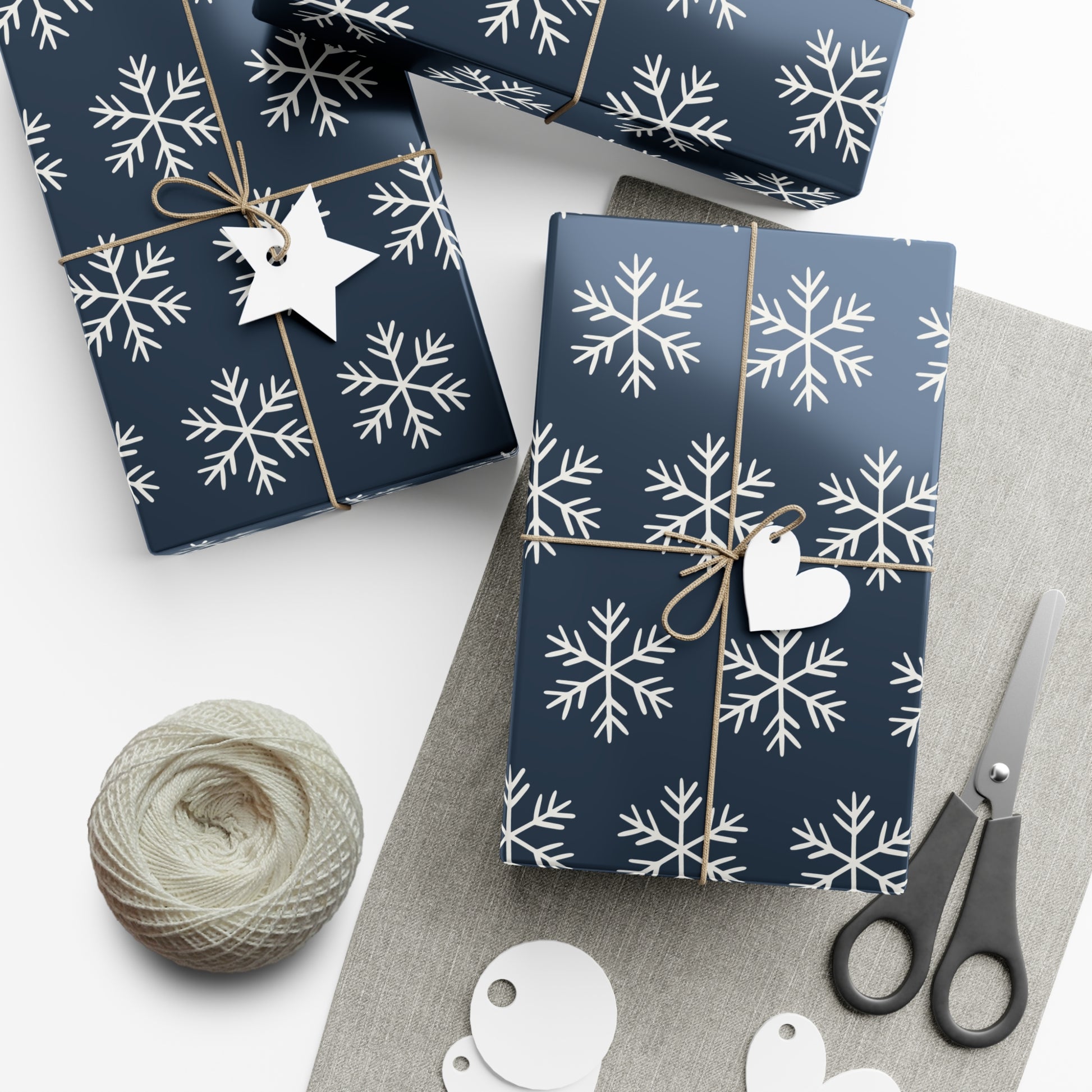 Blue Snowflakes Gift Wrapping Papers - Varnish & Vibe