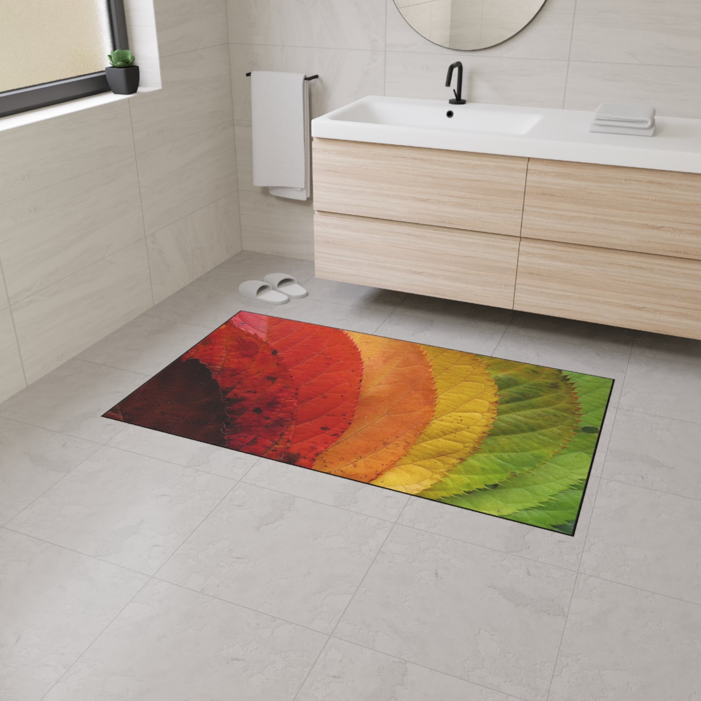 Gradient Leaves Autumn Spectrum Fall Rug