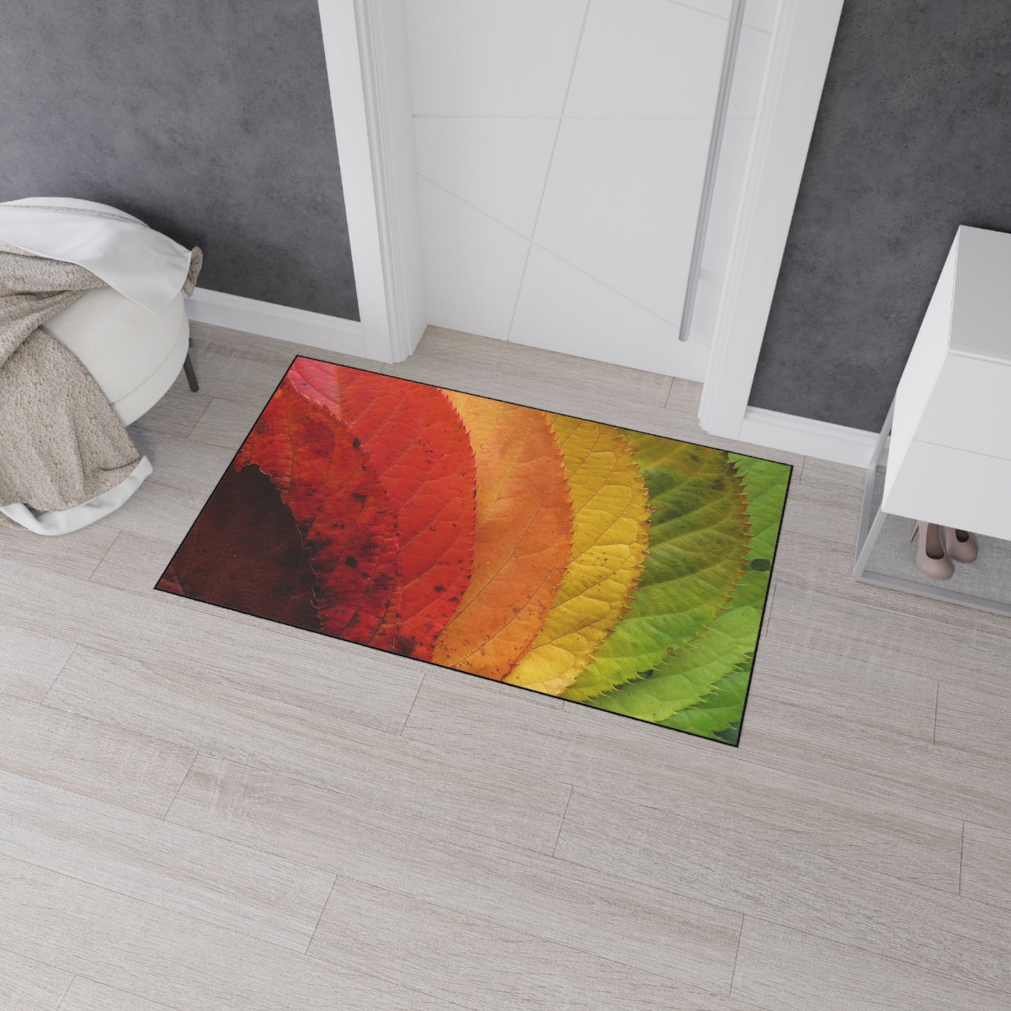 Gradient Leaves Autumn Spectrum Fall Rug